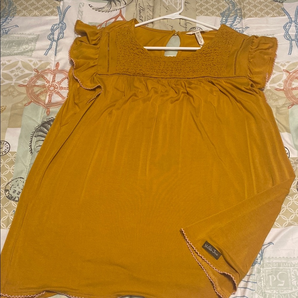 Matilda Jane Yellow Flutter Sleeve Smocked Blouse